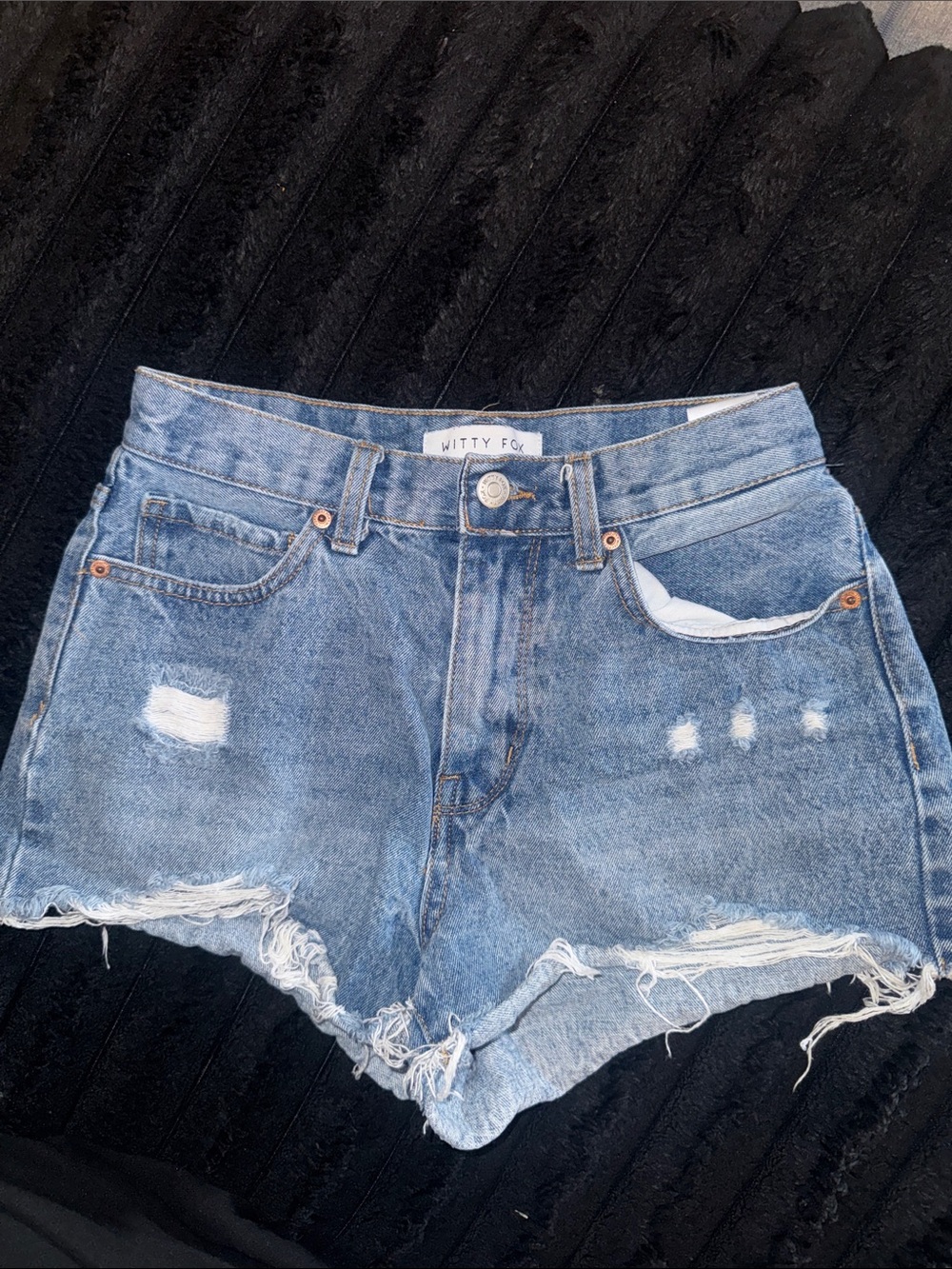 Witty Fox Light Blue Distressed Denim Shorts